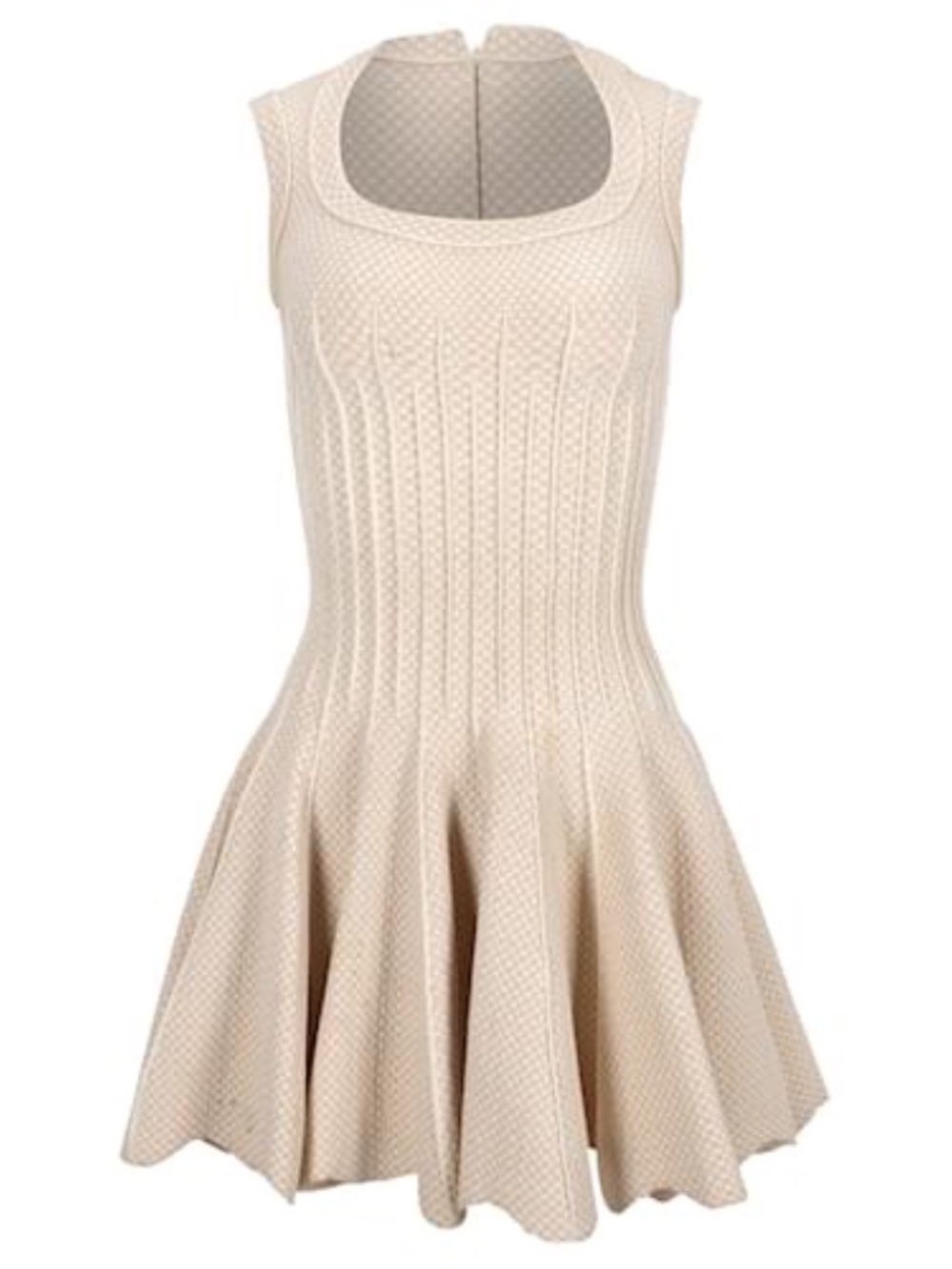 Alaïa Beige Knit Fit & Flare Mini Dress – Size 40